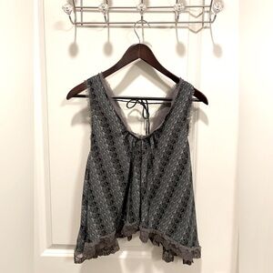 Free People Small  Boho Flow Tank Gray/Black